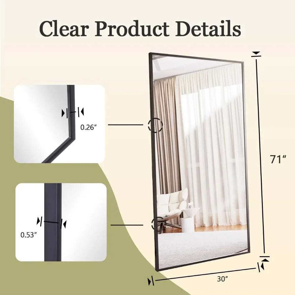 71"x30" Rectangle Floor full body Mirror